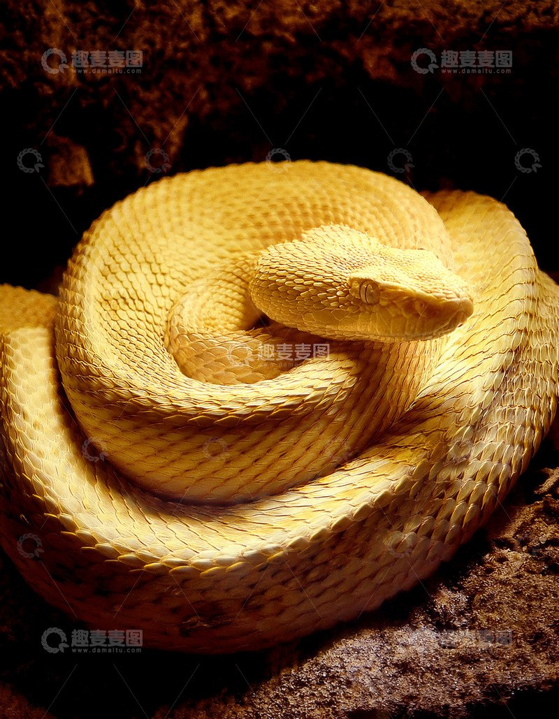 高清大图下载【趣麦麦图】金黄蛇在暗岩的休憩姿态