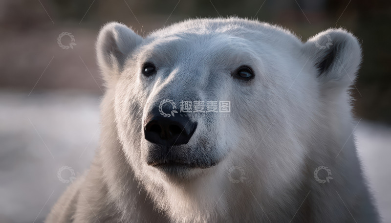 高清大图下载【趣麦麦图】北极熊正面特写凝视