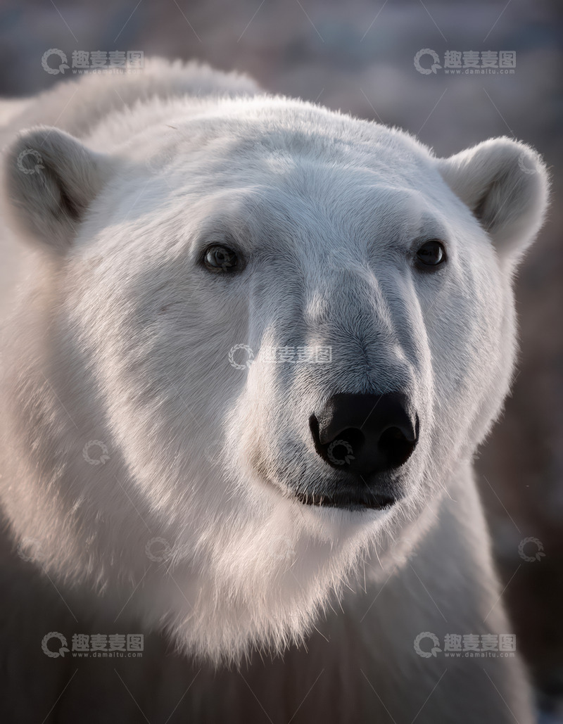 高清大图下载【趣麦麦图】北极熊正面特写凝视镜头