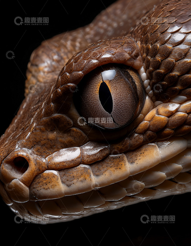 高清大图下载【趣麦麦图】棕蛇眼部纹理的特写