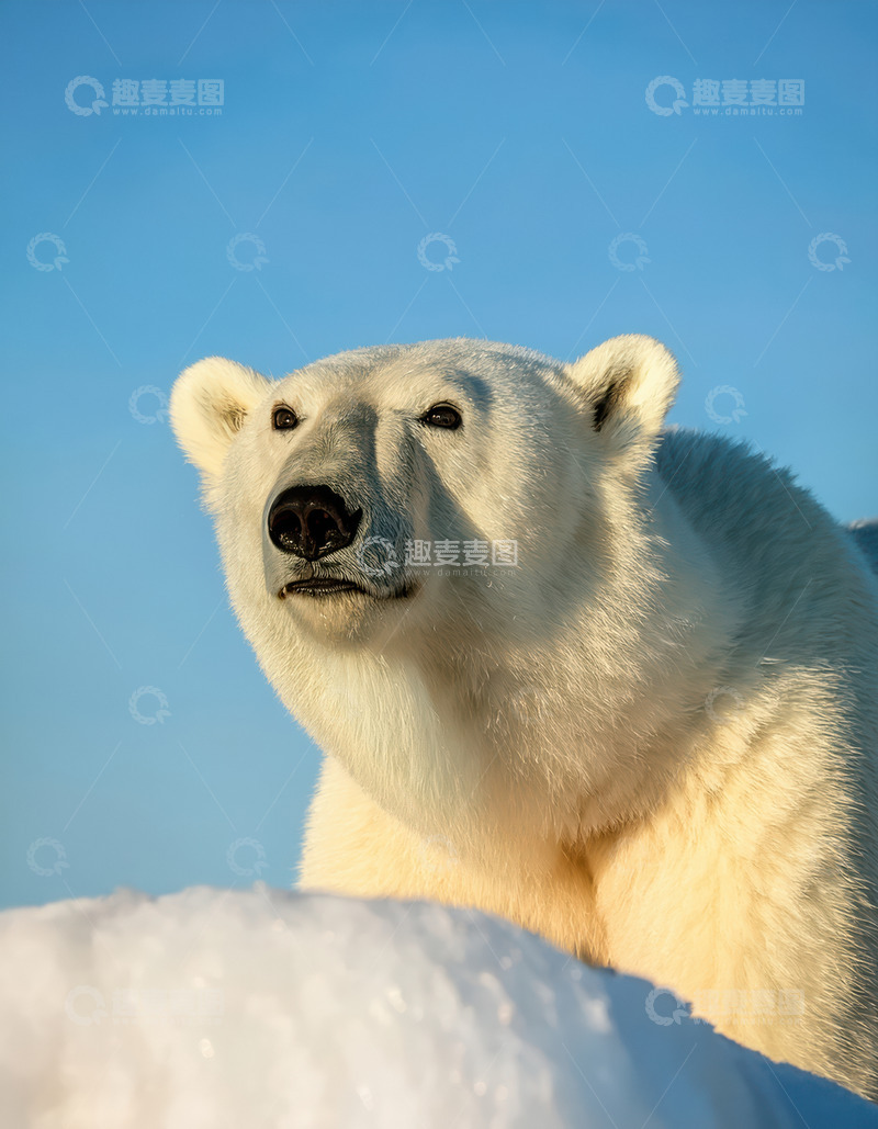 高清大图下载【趣麦麦图】北极熊雪地凝视远方