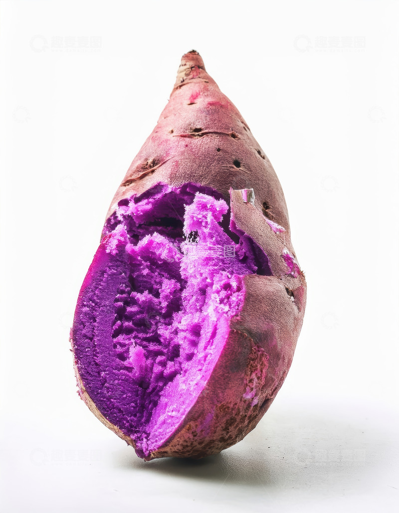 高清大图下载【趣麦麦图】白背景下掰开的紫薯独照