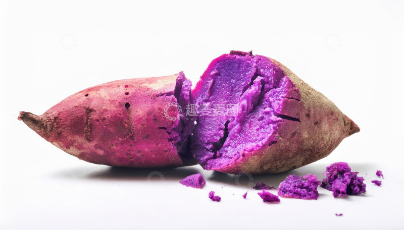 高清大图下载【趣麦麦图】掰开展示紫色内瓤的紫薯