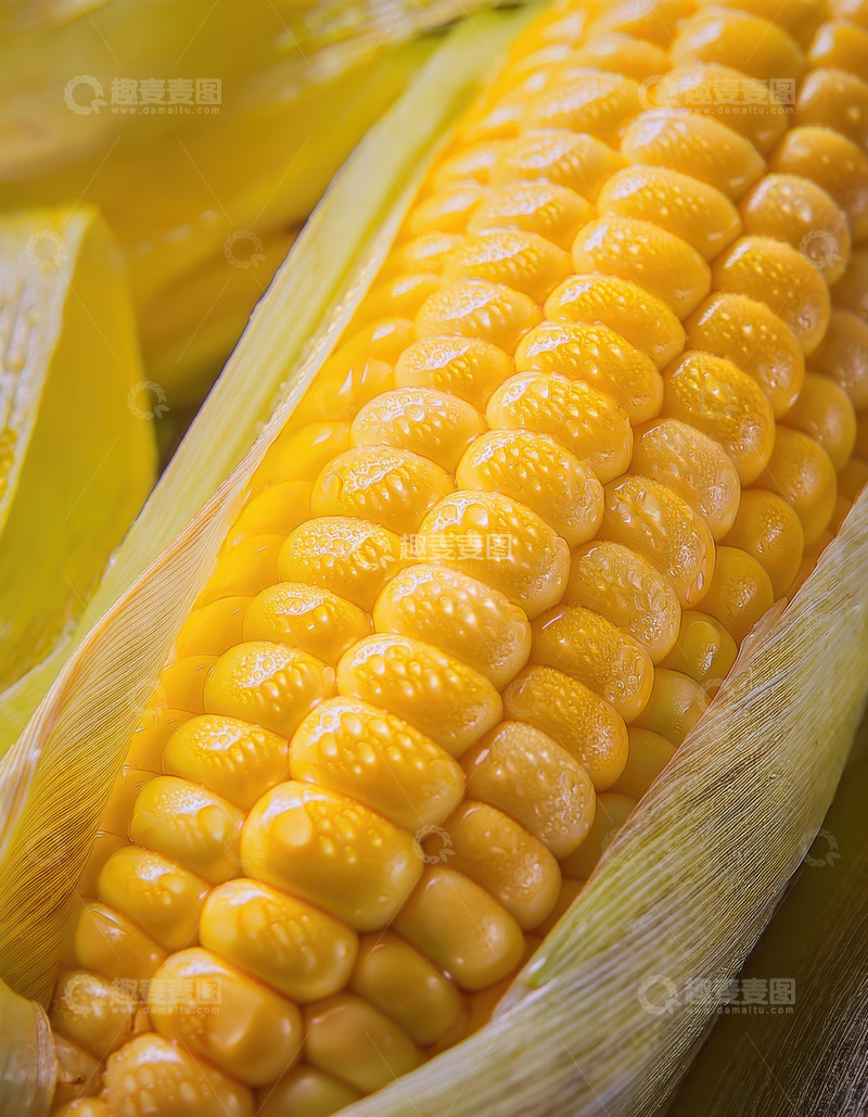 高清大图下载【趣麦麦图】带皮玉米的饱满金黄颗粒