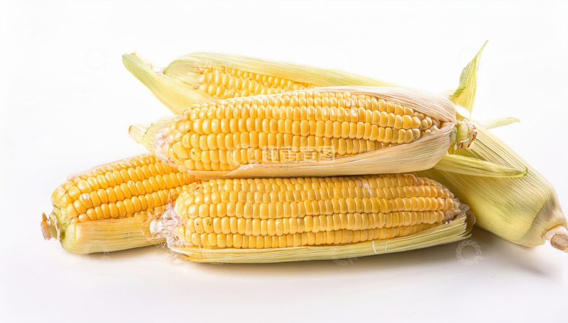 高清大图下载【趣麦麦图】白背景上堆叠的新鲜玉米棒