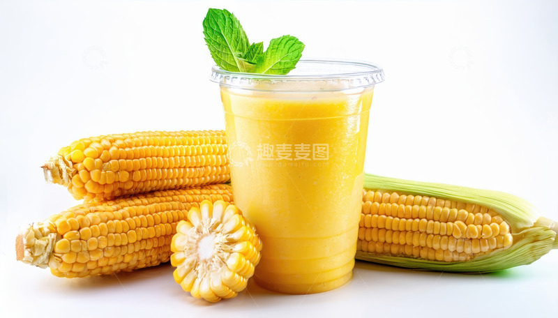 高清大图下载【趣麦麦图】搭配鲜玉米的玉米汁饮品