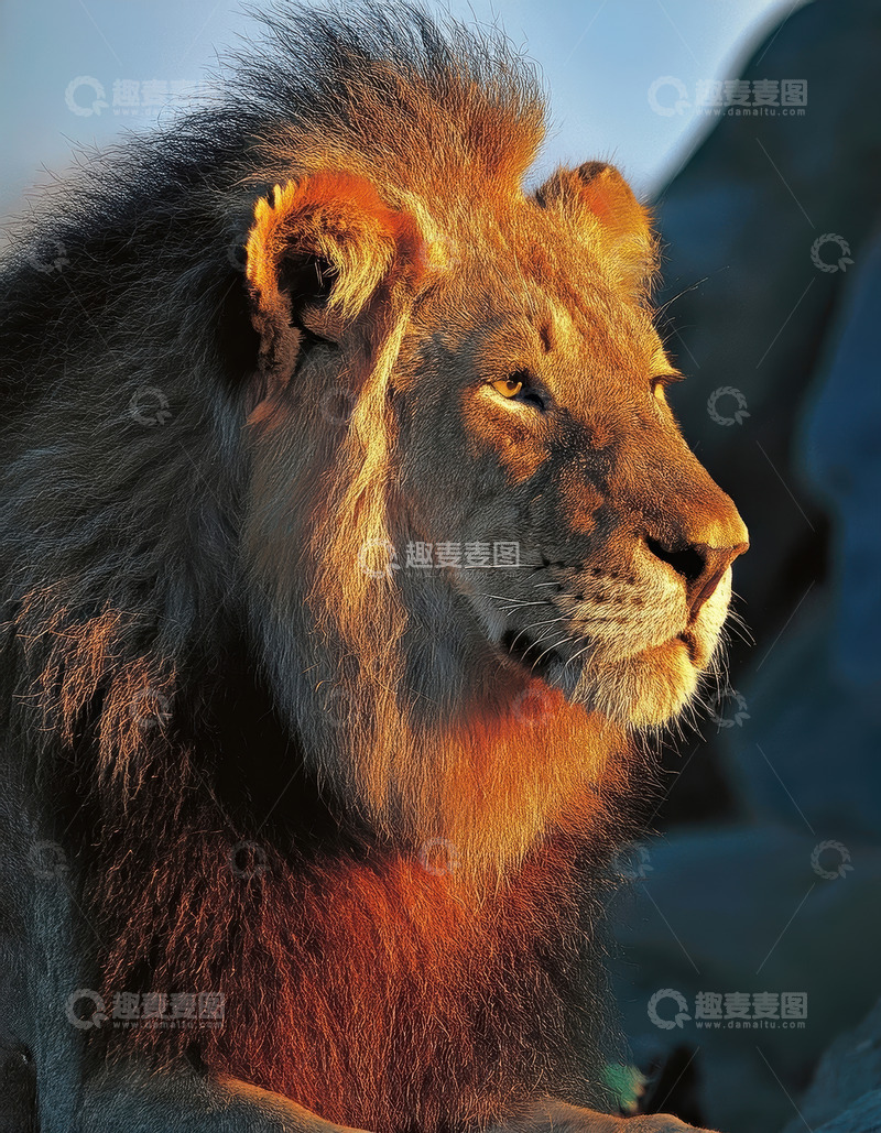 高清大图下载【趣麦麦图】暖光中雄狮尽显威严与壮美