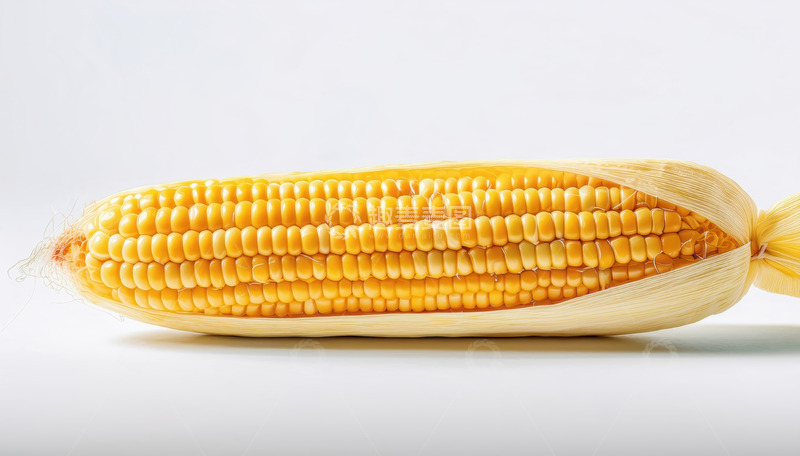 高清大图下载【趣麦麦图】白色背景下的单根成熟玉米