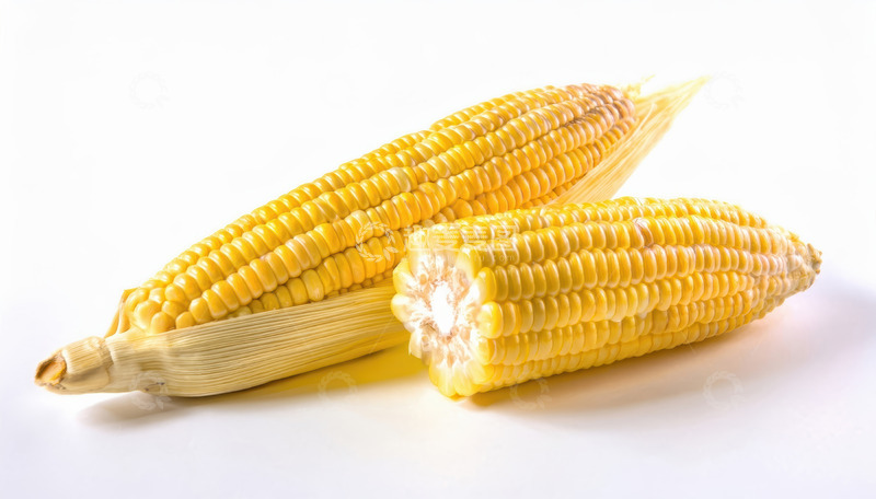 高清大图下载【趣麦麦图】白背景下两根展示的玉米