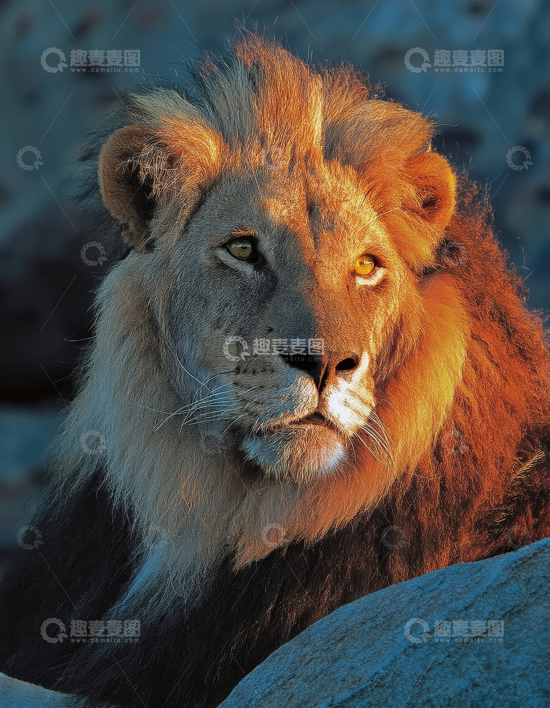 高清大图下载【趣麦麦图】暖光下雄狮展磅礴王者气场