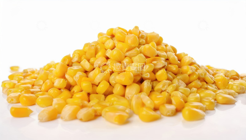 高清大图下载【趣麦麦图】白色背景上的一堆玉米粒