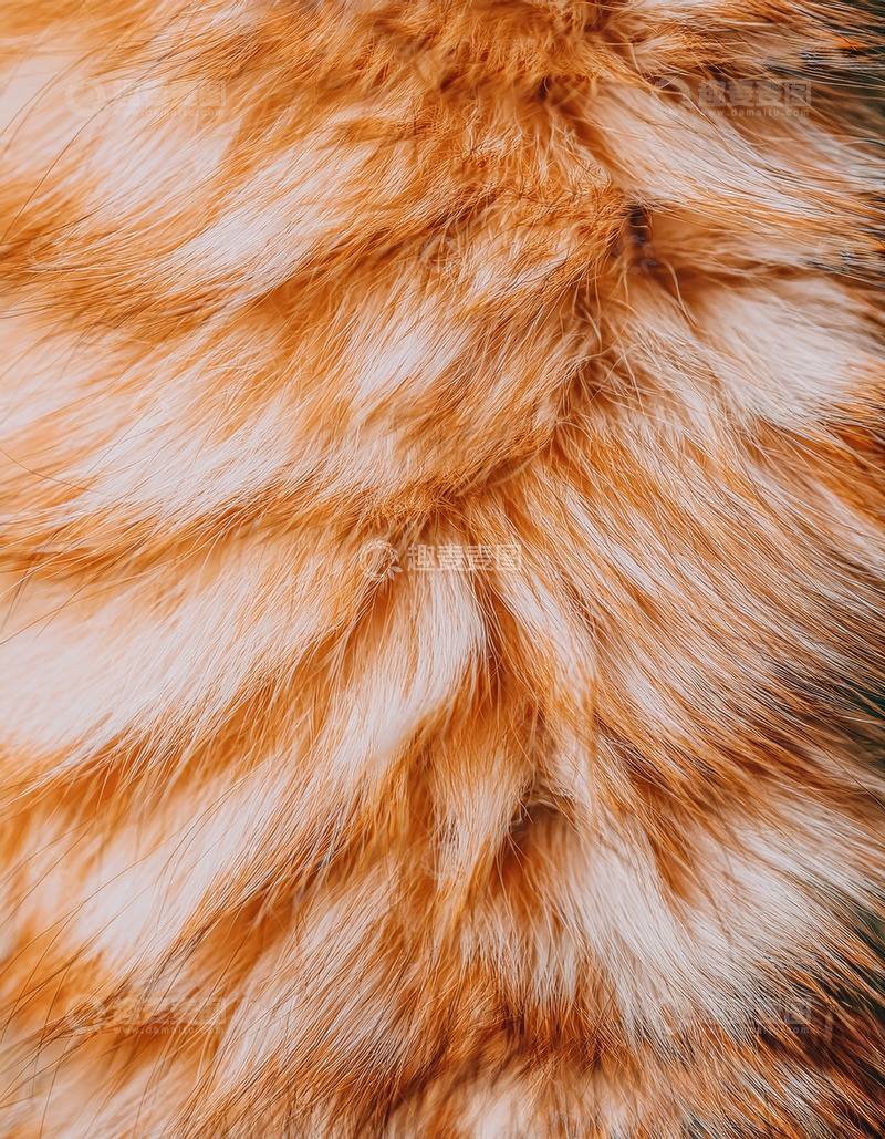 高清大图下载【趣麦麦图】橘白猫咪的迷人毛发纹理