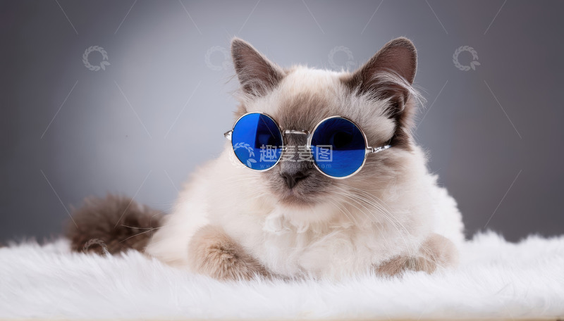 高清大图下载【趣麦麦图】戴墨镜暹罗猫的酷帅模样