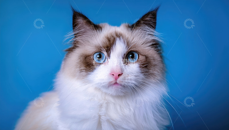 高清大图下载【趣麦麦图】蓝眼长毛猫的可爱特写