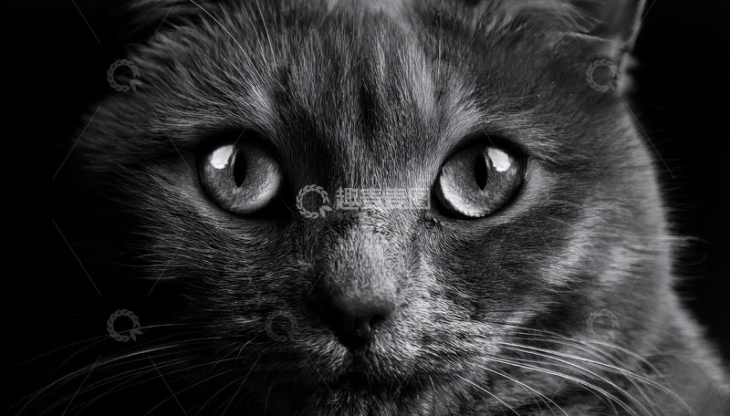 高清大图下载【趣麦麦图】黑灰白猫特写眼神深邃动人