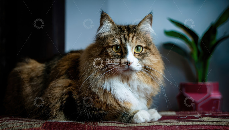 高清大图下载【趣麦麦图】棕毛长毛猫的闲适姿态