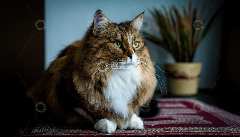 高清大图下载【趣麦麦图】棕白长毛猫的悠然神态