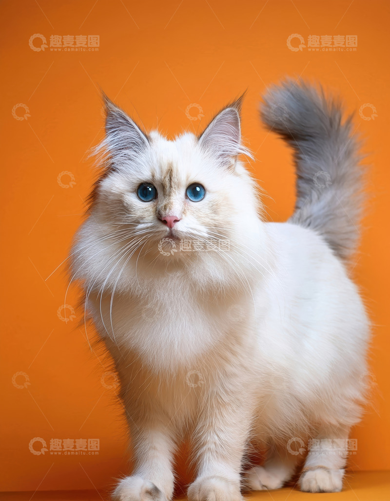 高清大图下载【趣麦麦图】蓝眼长毛猫的自信姿态