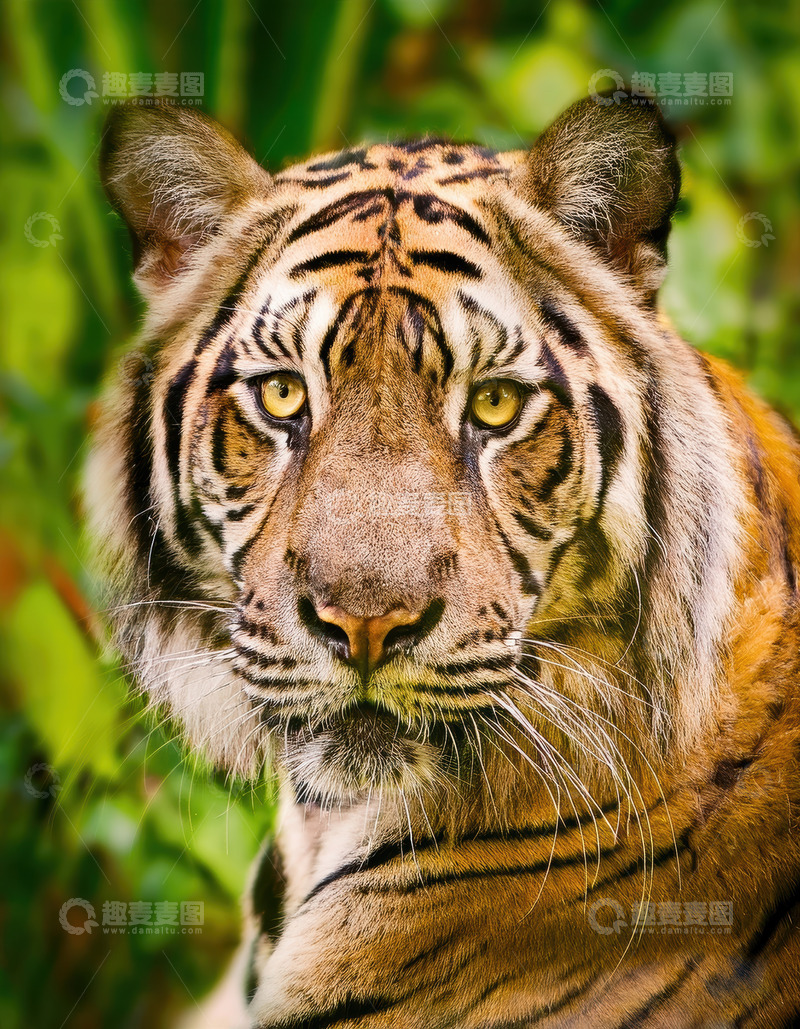 高清大图下载【趣麦麦图】绿林间凝视的老虎