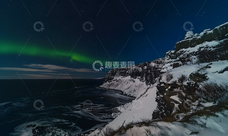 高清大图下载【趣麦麦图】冰川极光奇景
