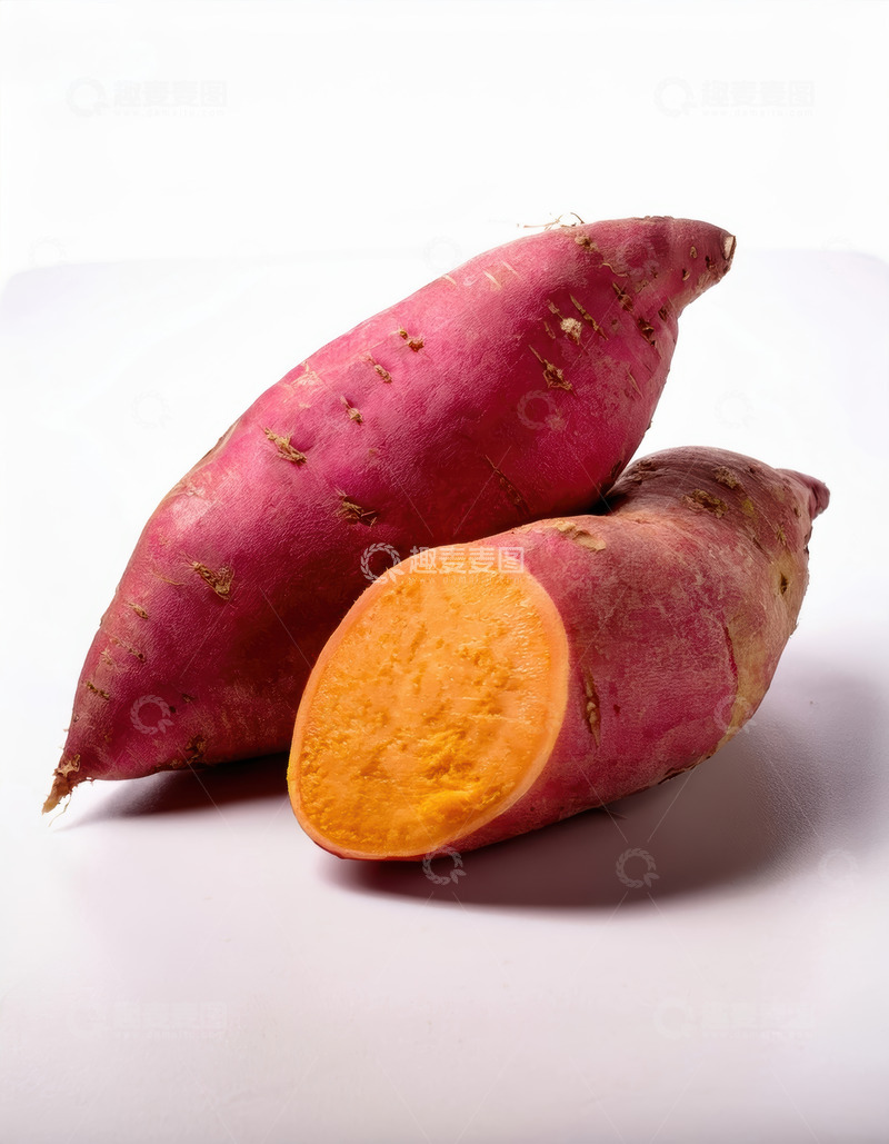 高清大图下载【趣麦麦图】白背景下红薯及其截面