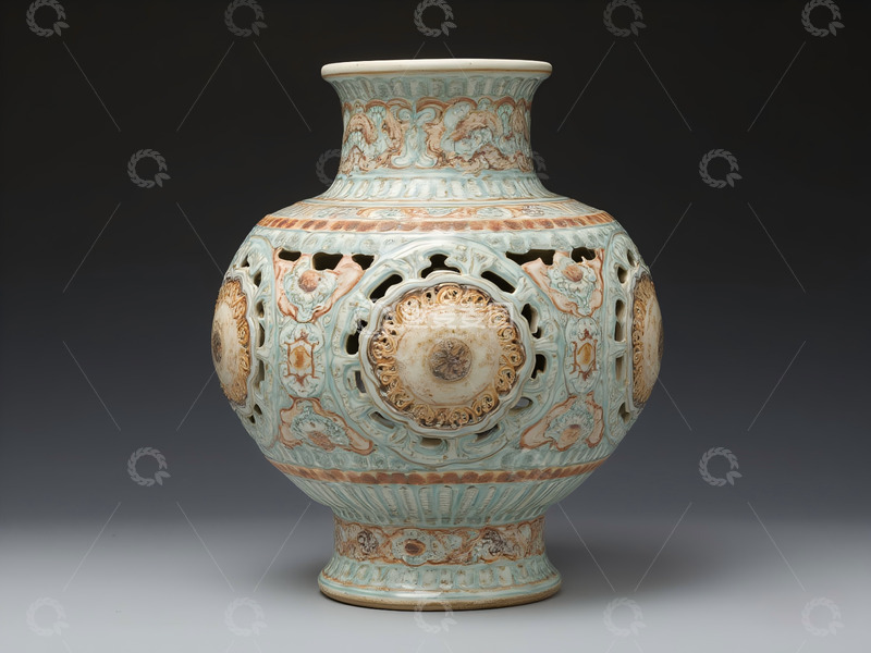 高清大图下载【趣麦麦图】清乾隆粉彩镂空转心瓶  