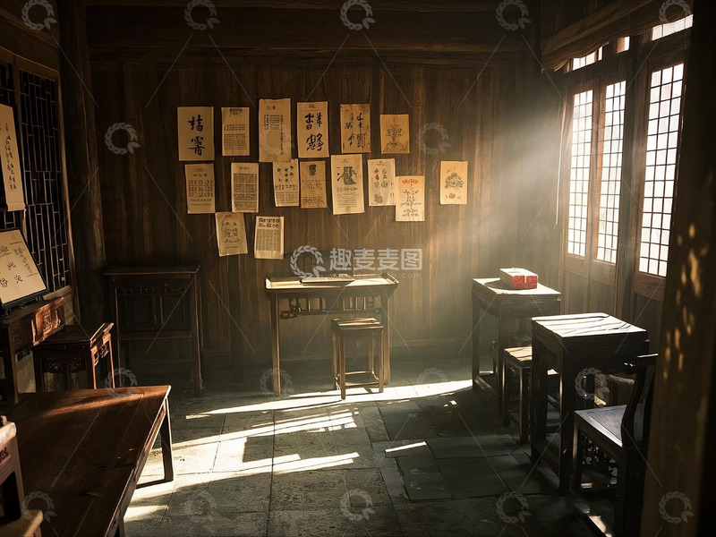 高清大图下载【趣麦麦图】古韵探案风剧本杀背景图高清图