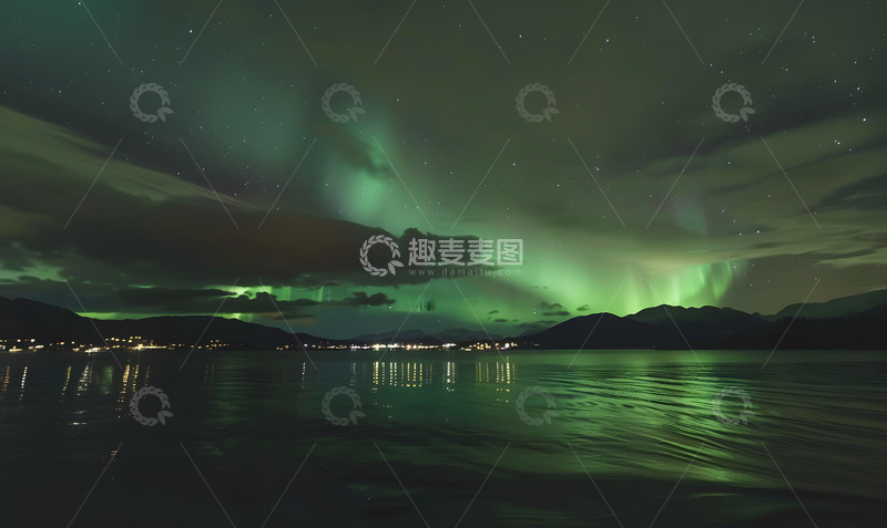 高清大图下载【趣麦麦图】冰川极光奇景1