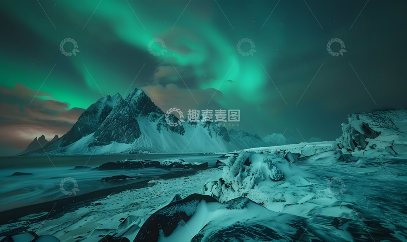高清大图下载【趣麦麦图】冰川极光奇景5