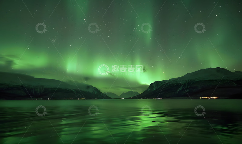 高清大图下载【趣麦麦图】冰川极光奇景6