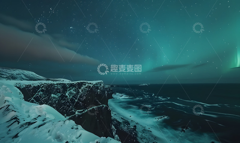 高清大图下载【趣麦麦图】冰川极光奇景2