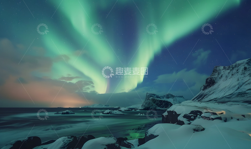 高清大图下载【趣麦麦图】冰川极光奇景4