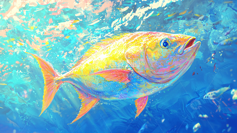 高清大图下载【趣麦麦图】水彩金枪鱼高清图片