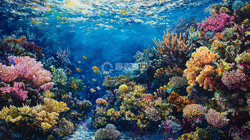 高清大图下载【趣麦麦图】海底珊瑚礁生态系统