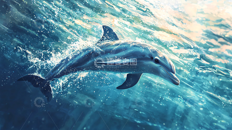 高清大图下载【趣麦麦图】海豚跃出水面