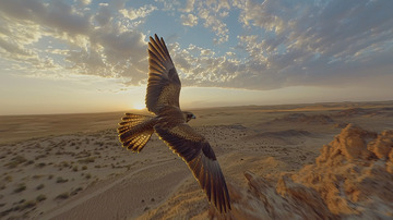 沙漠雄鹰展翅翱翔