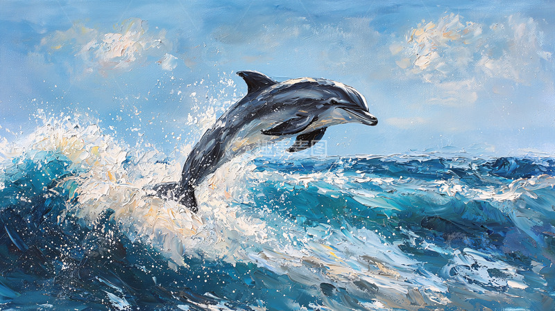 高清大图下载【趣麦麦图】海豚跃出海面