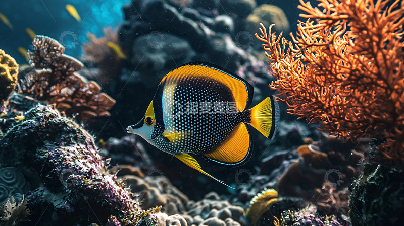 高清大图下载【趣麦麦图】热带鱼珊瑚礁背景