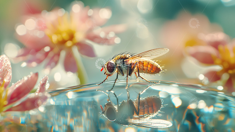 高清大图下载【趣麦麦图】高清微距花朵上的苍蝇