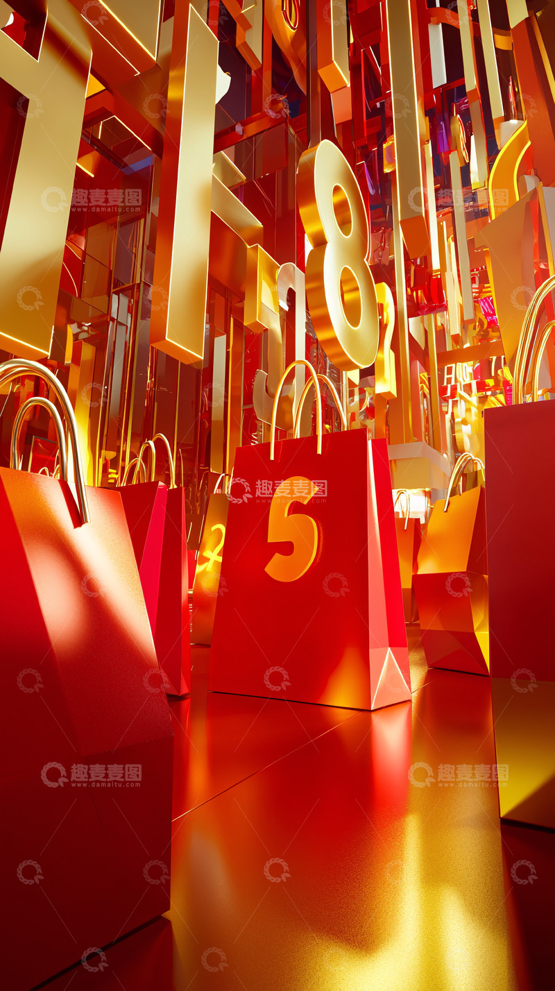 高清大图下载【趣麦麦图】红色购物袋高清图片