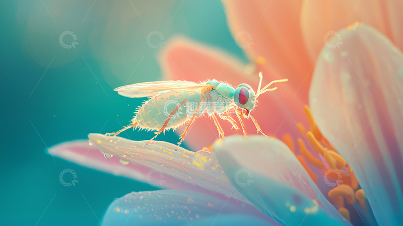 高清大图下载【趣麦麦图】小虫子停在粉色花瓣上