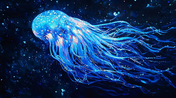 蓝色发光水母