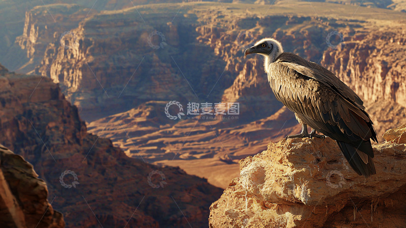 高清大图下载【趣麦麦图】峡谷兀鹫俯瞰荒漠