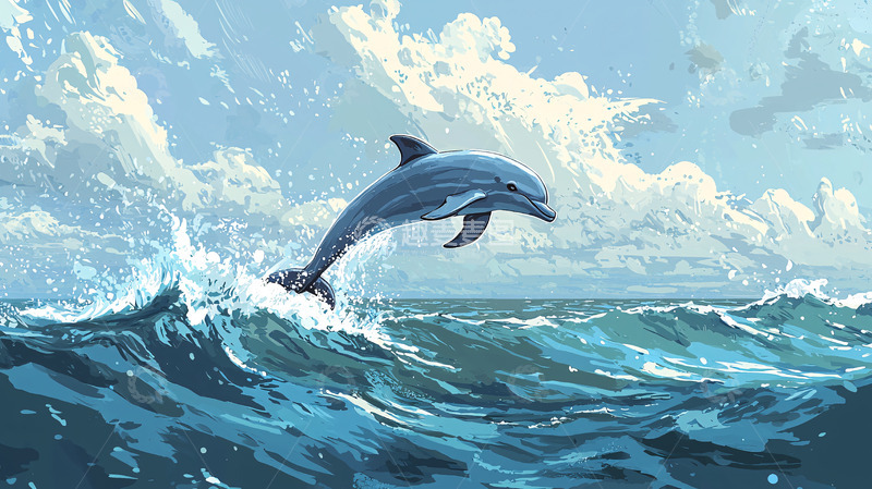 高清大图下载【趣麦麦图】海豚跃出海面