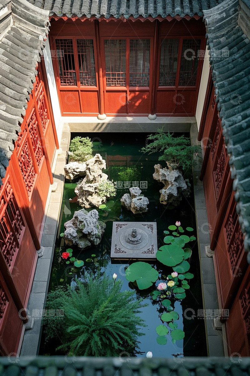 高清大图下载【趣麦麦图】唐风庭院全景6