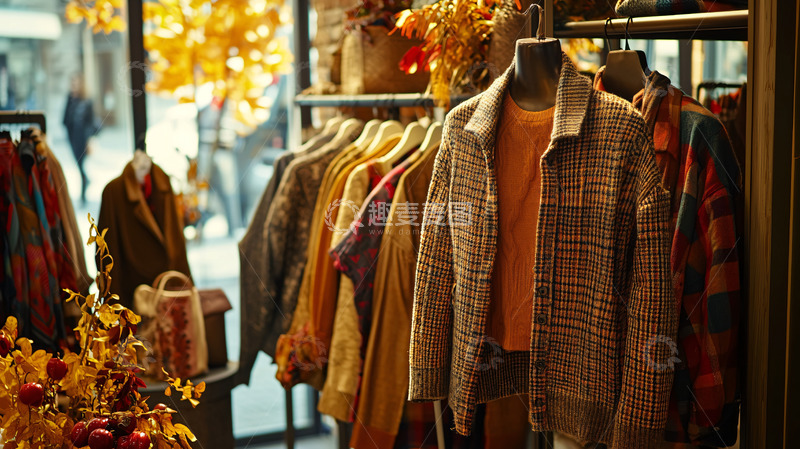高清大图下载【趣麦麦图】秋季服装店橱窗陈列