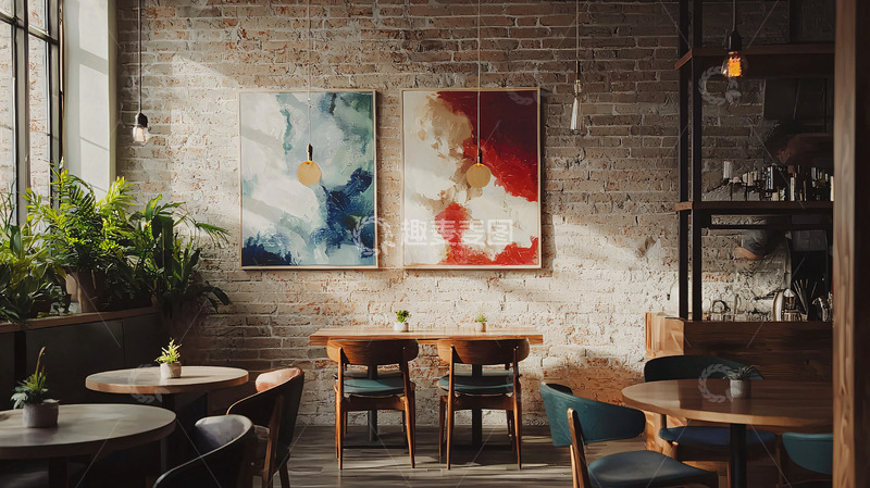高清大图下载【趣麦麦图】砖墙咖啡馆室内设计