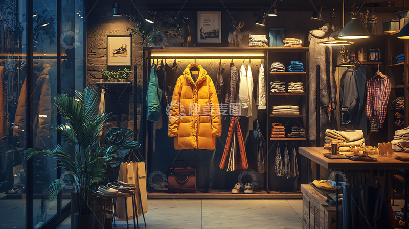 高清大图下载【趣麦麦图】温暖的衣物陈列在木质衣柜