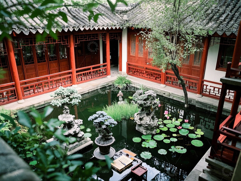 高清大图下载【趣麦麦图】唐风庭院全景4