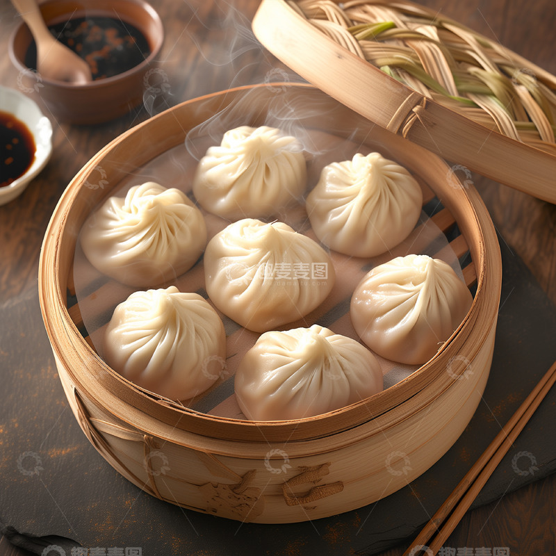 高清大图下载【趣麦麦图】小笼包包子灌汤包美食摄影图3